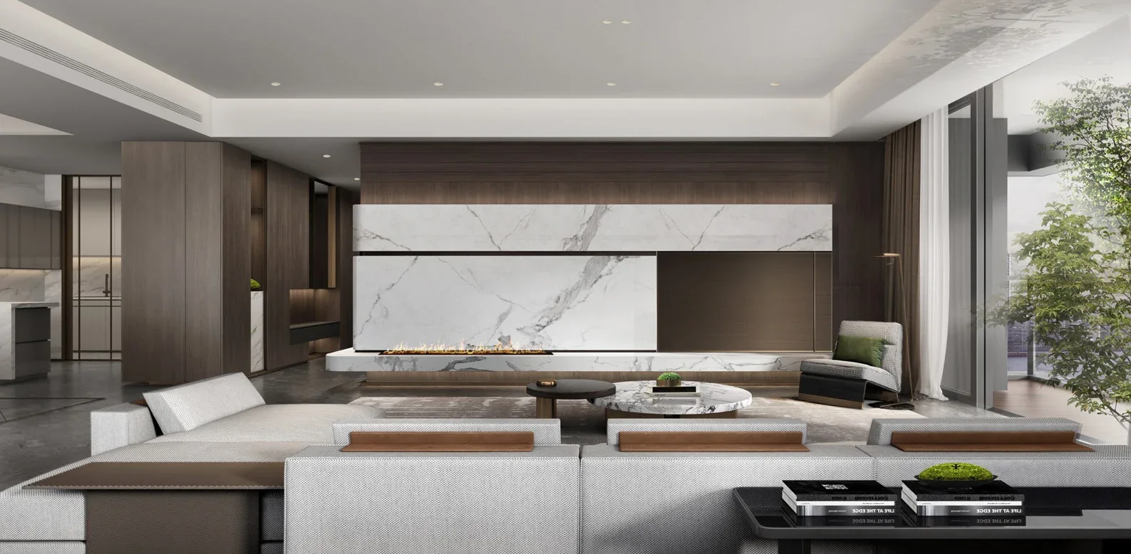 Zhongzhou Bay Residence — พื้นที่นั่งเล่นกว้างที่จัดอย่างประณีต